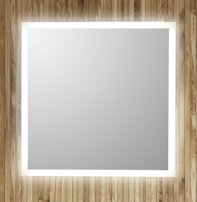Firkantet spejl med LED lys, front og back, lysstyring og anti-damp - 80 x 80 cm