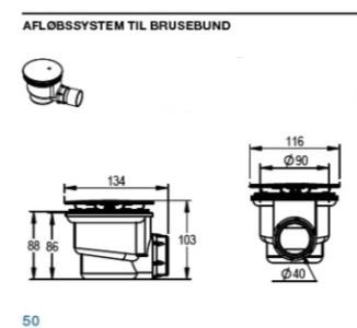Dansani Afløbssystem til brusebunde - 40 mm adapter