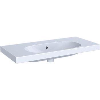 Geberit Acanto håndvask kompakt, med fralægningsplads: B=90cm, T=42.2cm, Hanehul=Uden, Overløb=Synlig, Hvid