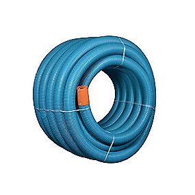 Uponor 160/145 mm PVC-drænrør med 2,3 x 7 mm slids, 50 meter, blå