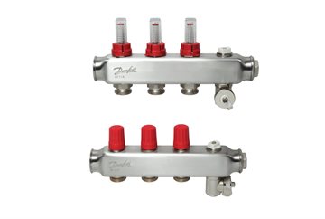 Danfoss SSM manifoldsæt 3+3 m/flowmetre og endestykke