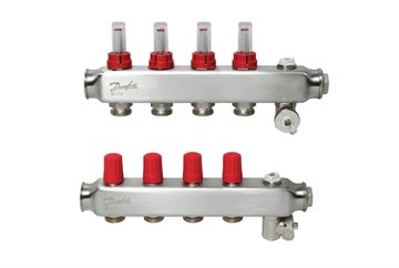 Danfoss SSM manifoldsæt 4+4 m/flowmetre og endestykke