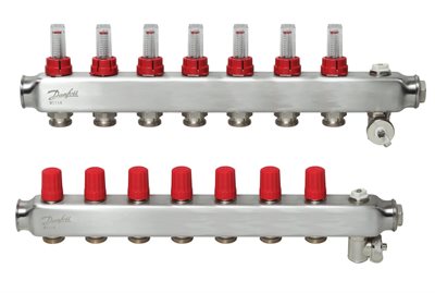 Danfoss SSM manifoldsæt 8+8 m/flowmetre og endestykke