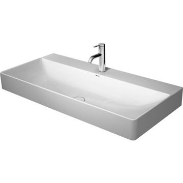 Duravit DuraSquare håndvask 100 x 47cm, med slebet underkant, hanehul & WonderGliss 