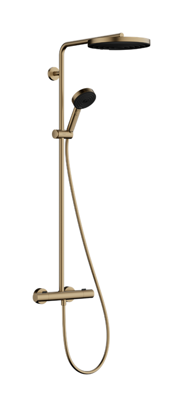 hansgrohe Pulsify S Puro Showerpipe 260 1jet EcoSmart med 3jet håndbruser, Børstet bronze PVD