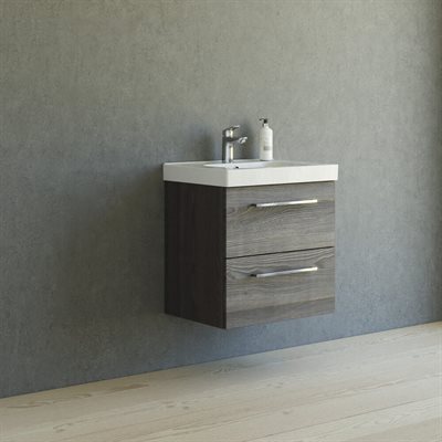 Dansani Mido+ baderumsmøbel 61cm m/2 skuffer og greb, Pine grey Inkl. GRATIS indretningsbakke