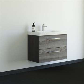 Dansani Mido+ baderumsmøbel 81cm m/2 skuffer og greb, Pine grey Inkl. GRATIS indretningsbakke