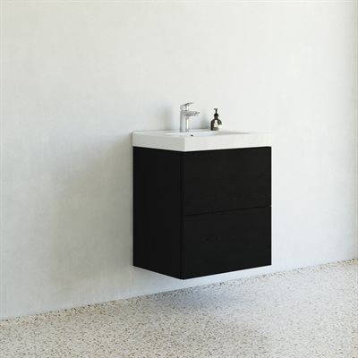 Dansani Play badeværelsesmøbel 61cm m/2 skuffer og Menuet vask, Sort eg Inkl. GRATIS indretningsbakke