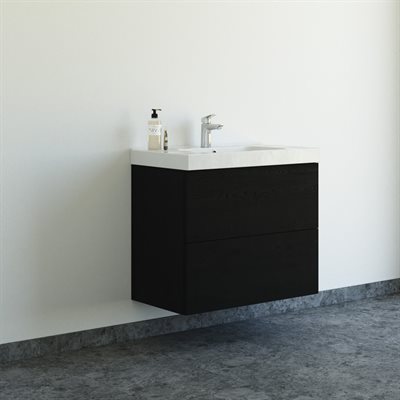 Dansani Play badeværelsesmøbel 81cm m/2 skuffer og Menuet vask, Sort eg Inkl. GRATIS indretningsbakke