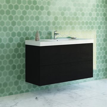 Dansani Play badeværelsesmøbel 121cm m/2 skuffer og Menuet vask, Hvid mat Inkl. GRATIS indretningsbakke