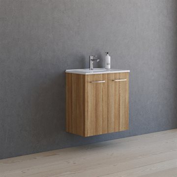 Dansani Mido+ møbelsæt 61cm m/2 låger og Amber Mini vask, Varm eg