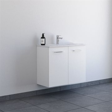 Dansani Mido+ møbelsæt 81cm m/2 låger og Amber Mini vask, Hvid mat