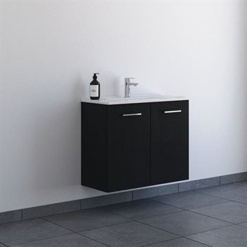 Dansani Mido+ møbelsæt 81cm m/2 låger og Amber Mini vask, Sort eg