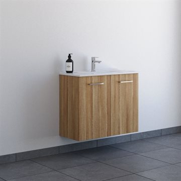 Dansani Mido+ møbelsæt 81cm m/2 låger og Amber Mini vask, Varm eg