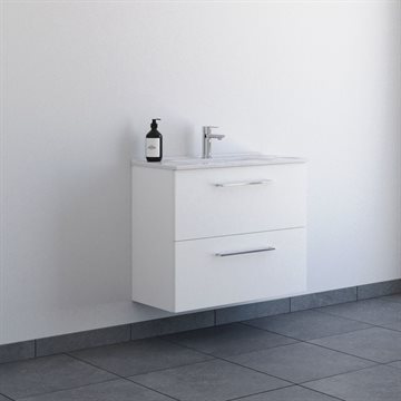 Dansani Mido+ møbelsæt 81cm m/2 skuffer og Amber Mini vask, Hvid mat