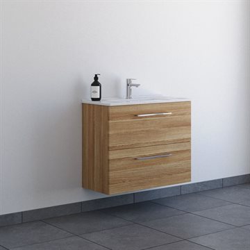 Dansani Mido+ møbelsæt 81cm m/2 skuffer og Amber Mini vask, Varm eg